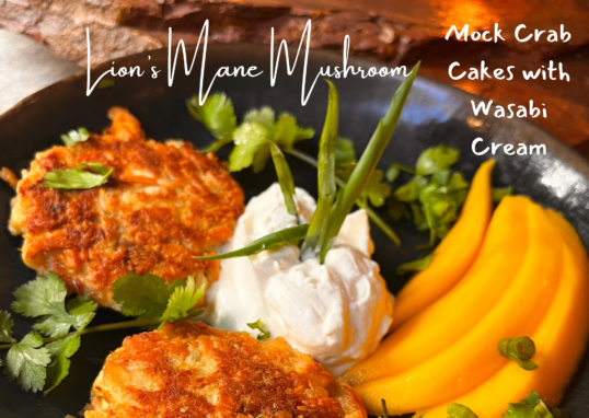 Lion's Mane Mock Crab Cakes with Wasabi Cream