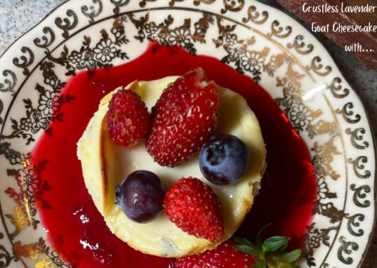 Crustless Lavender Goat Cheesecake with Fresh Raspberry Sauce