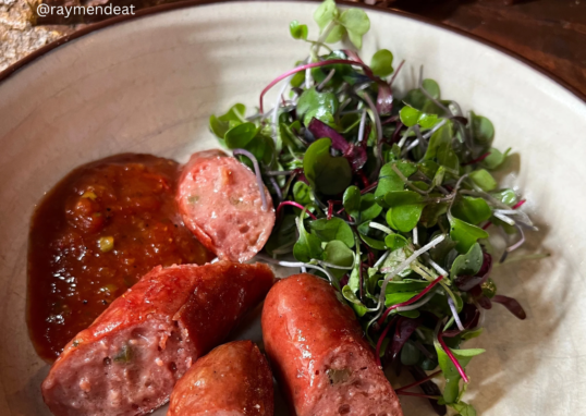 Grass Fed Jalapeno Cheddar Beef Hot Dog wih Salsa & MicroGreens