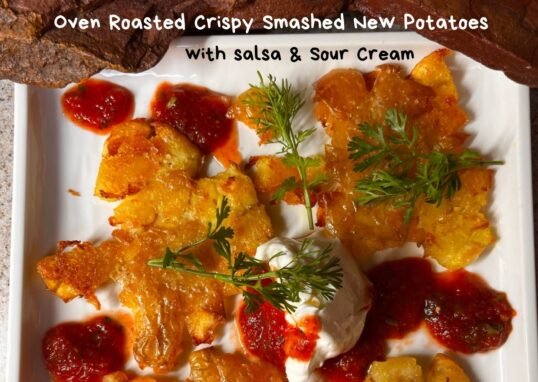 Crispy Smashed New Potatoes with Salsa & Sour Cream