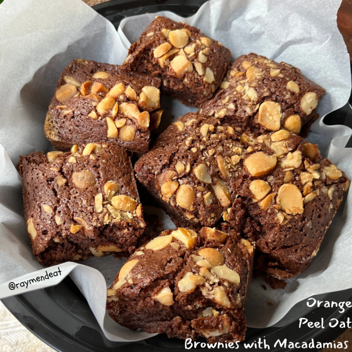 Orange Peel Oat Brownies with Macadamias