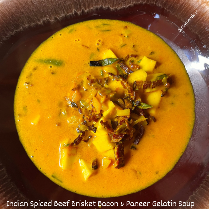 Indian Spiced Beef Brisket Bacon & Paneer Gelatin Soup