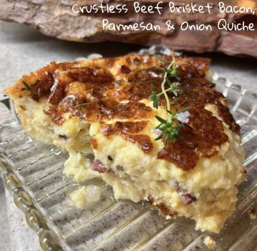 Crustless Beef Brisket Bacon, Parmesan & Onion Quiche