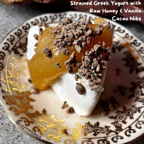 Strained Greek Yogurt with Raw Honey & Vanilla Cacao Nibs