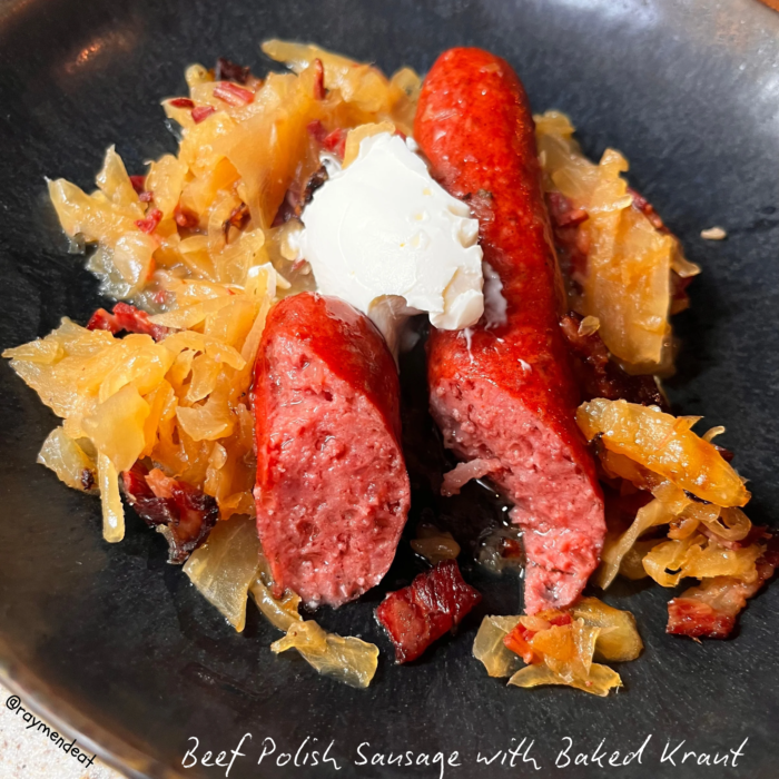 Beef Polish Sausage with Baked Kraut